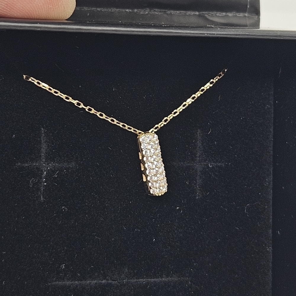 The M Jewelers Gold Wash Sterling Silver Crystal Rectangle Pendant Necklace — image 3 of 7